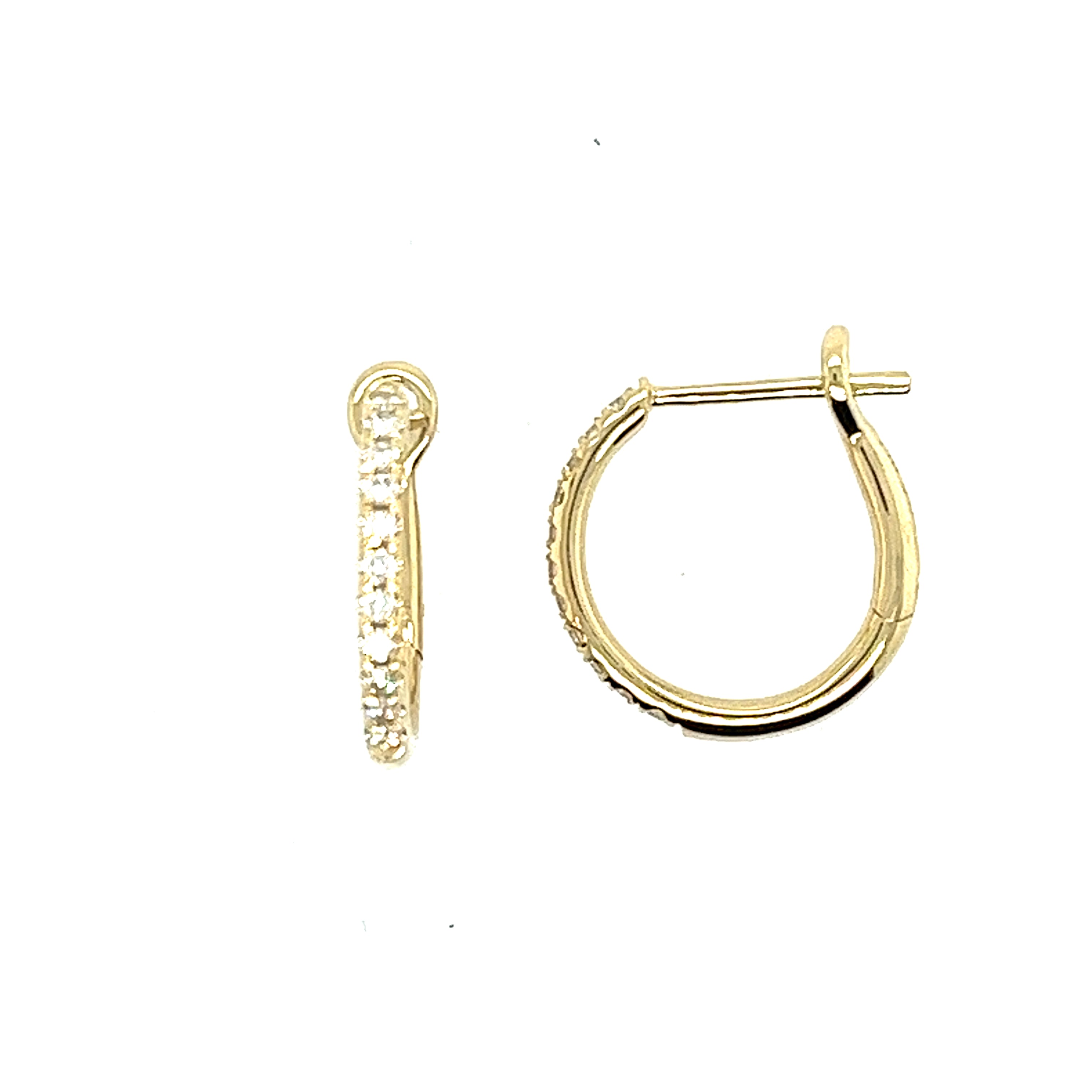 14k White Gold Small Hoop Diamond Earrings