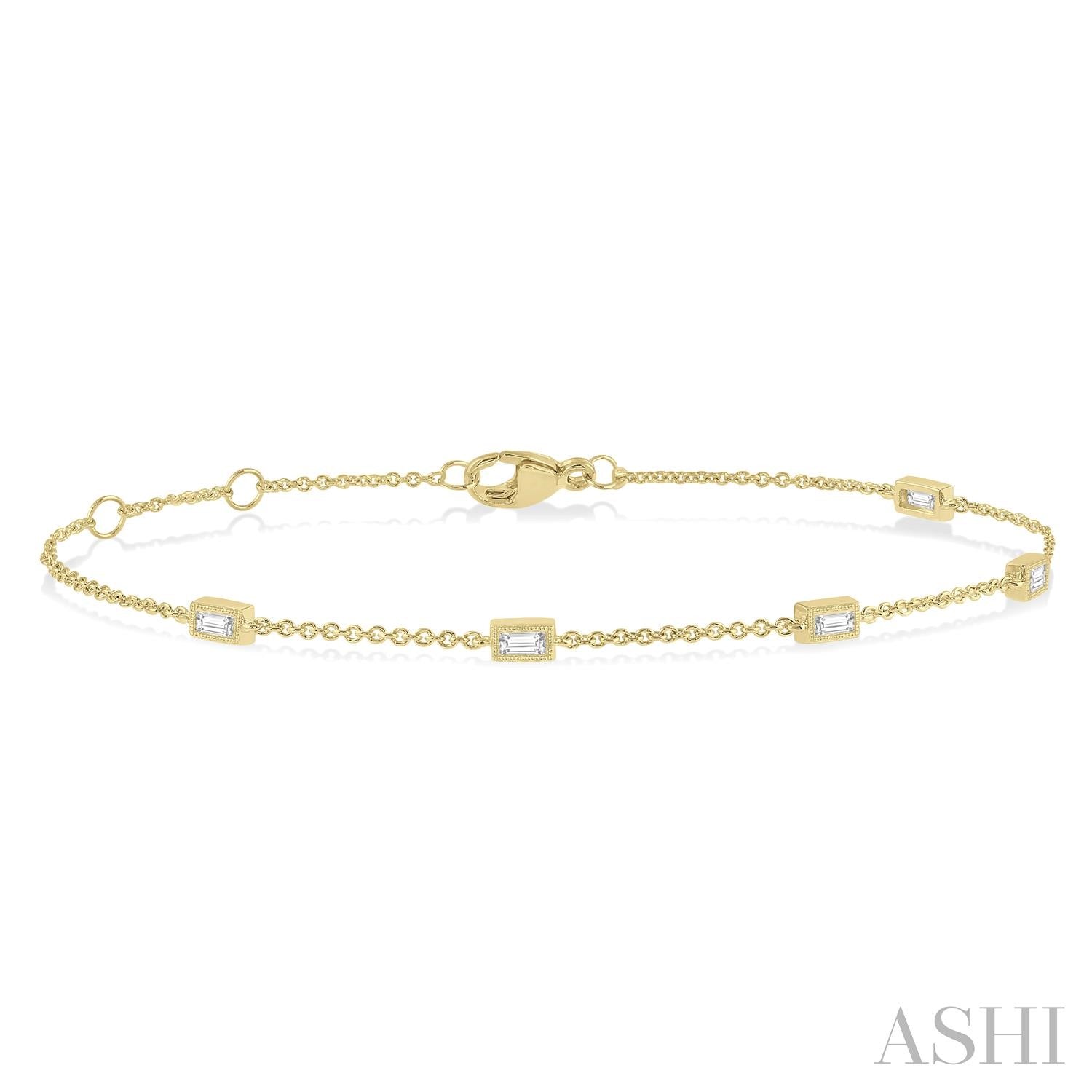 10K Yellow Gold Diamond Station Bracelet