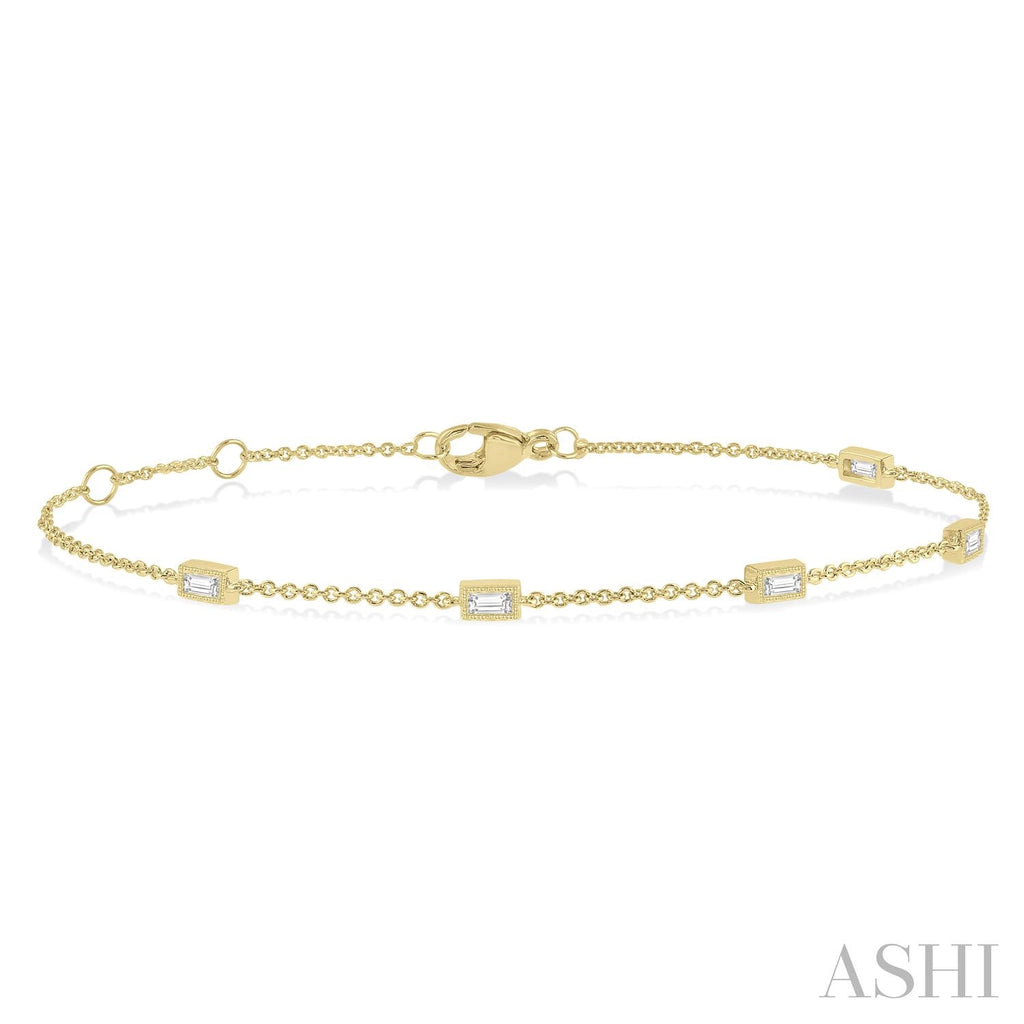 10K Yellow Gold Diamond Station Bracelet