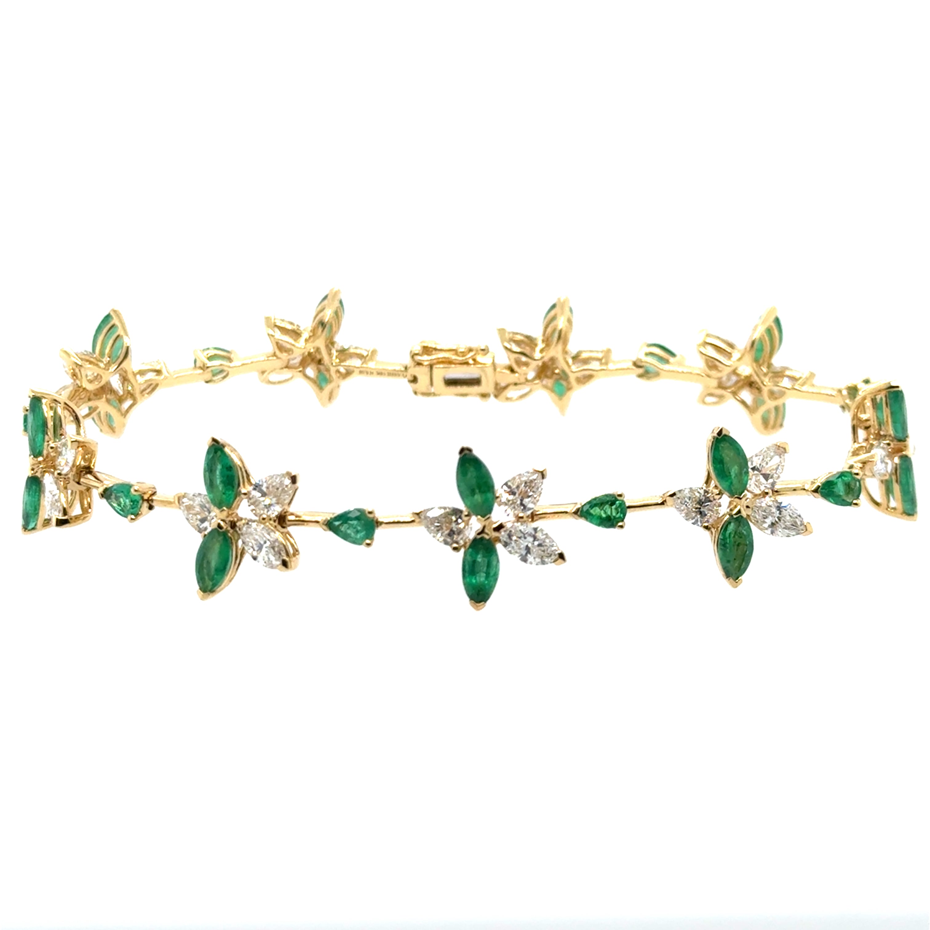 18 Karat Emerald And Diamond Bracelet