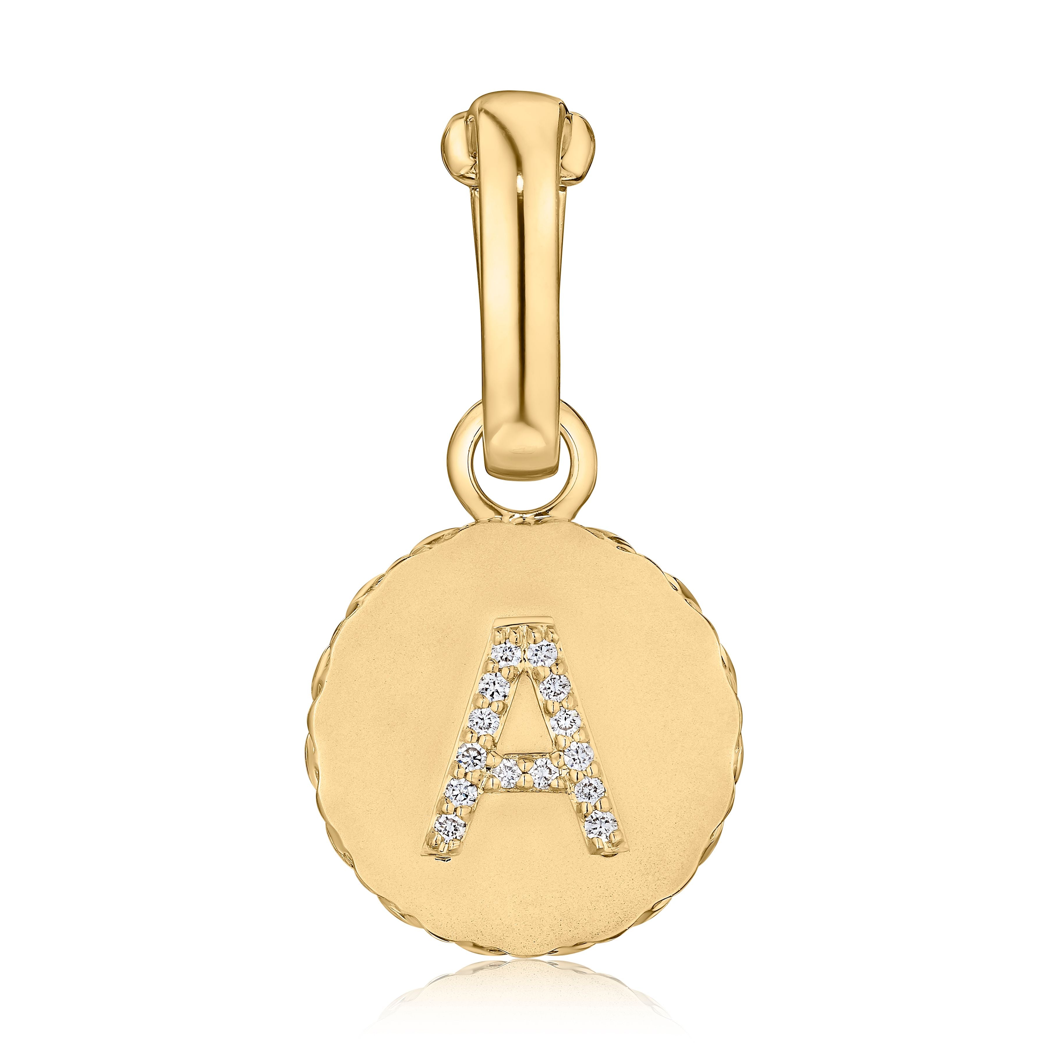 14K Yellow Gold Circle "A" Diamond Pendant