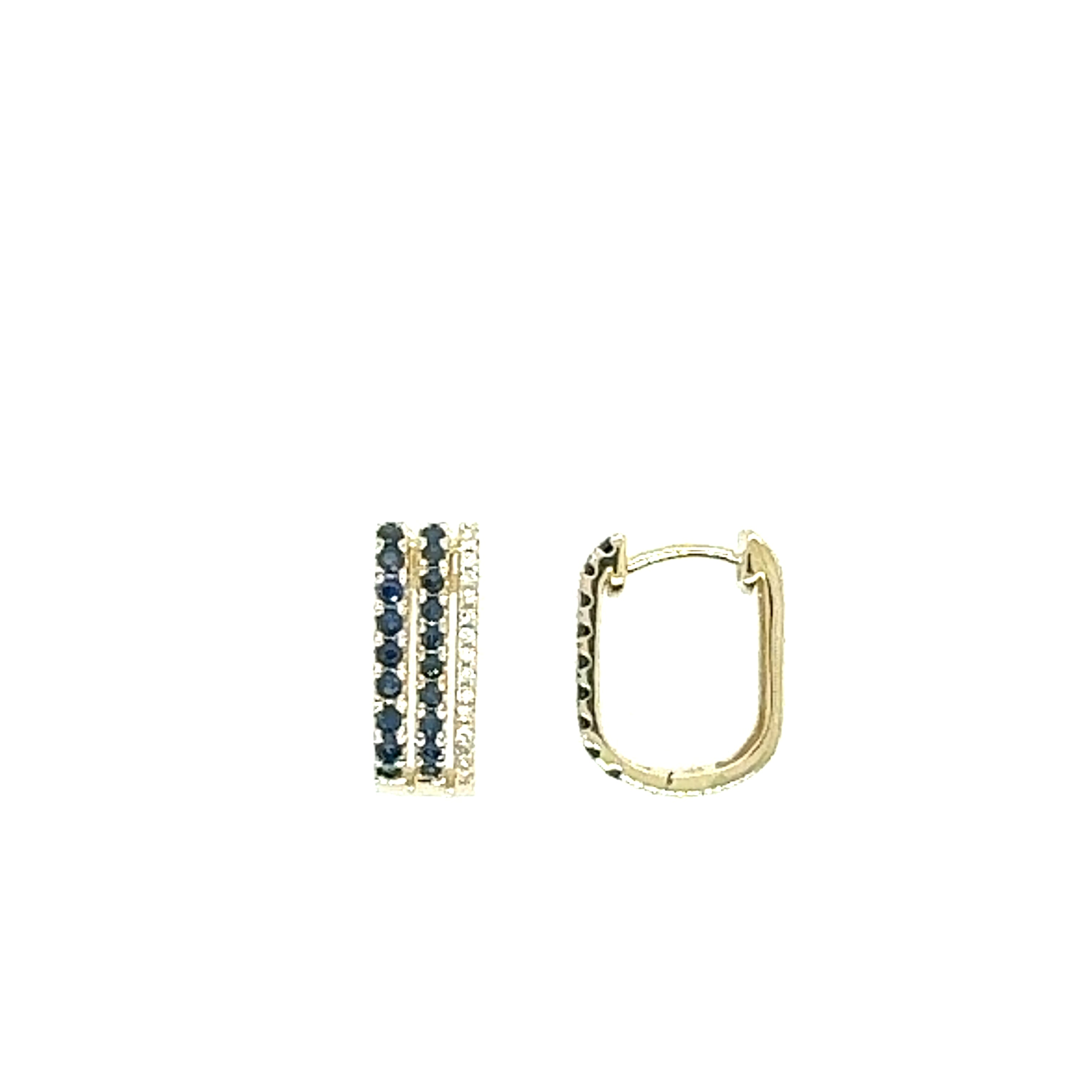 14K Yellow Gold Sapphire Small Hoop Earrings