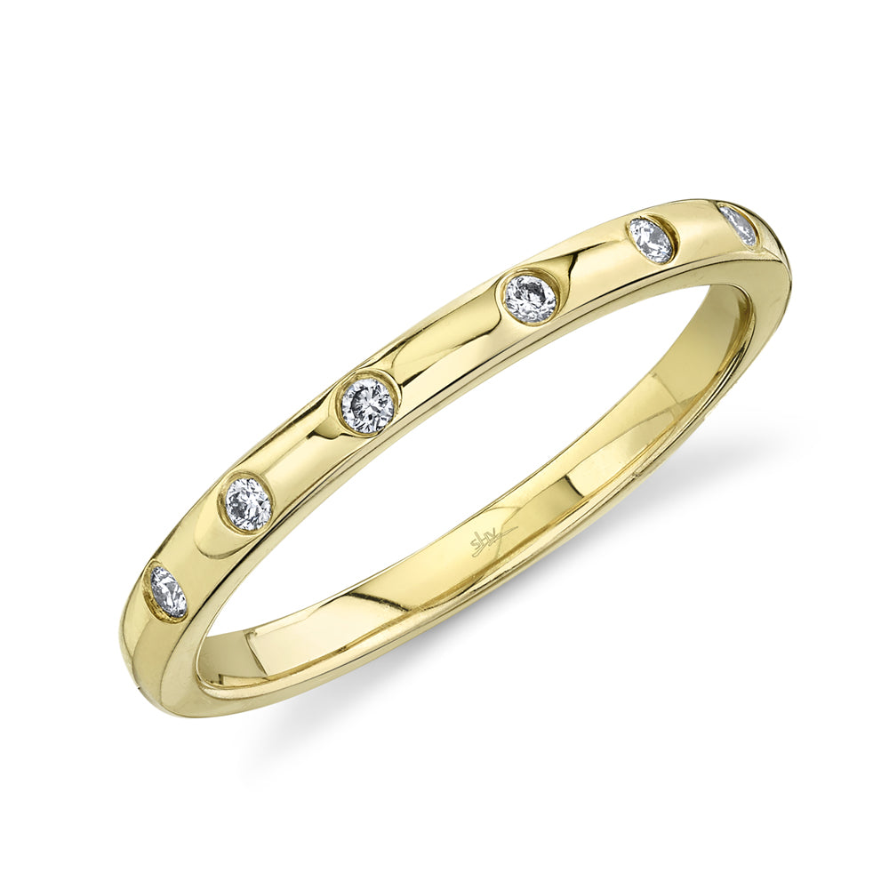 14K Yellow Gold Band Diamond Fashion Ring