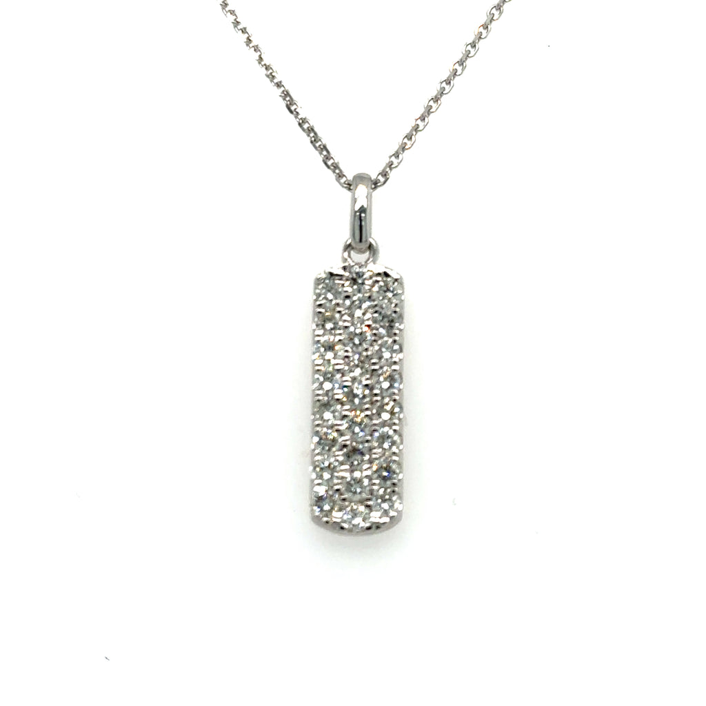 14k White Gold Bar Diamond Pendant