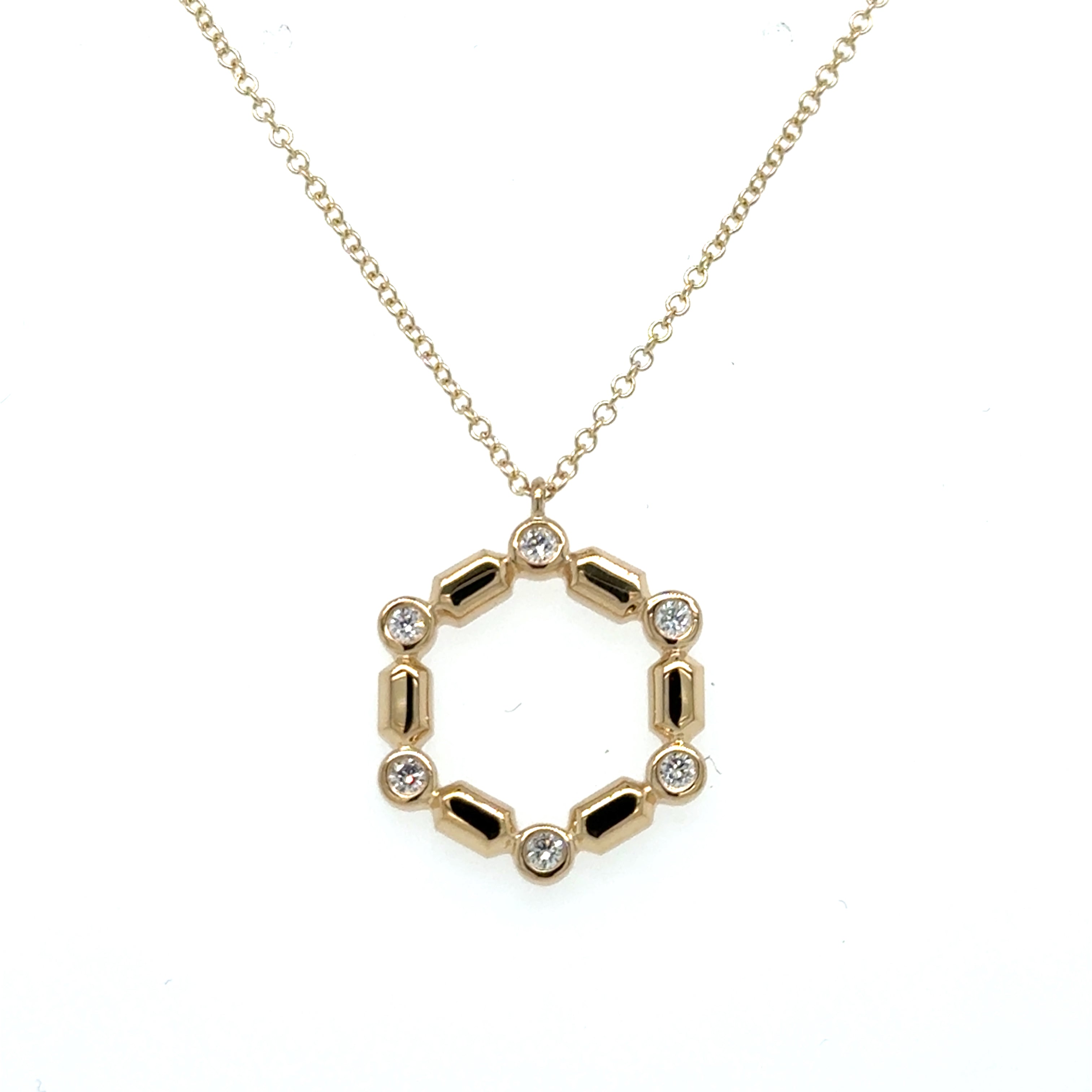 14K Yellow Gold Drop Diamond Pendant