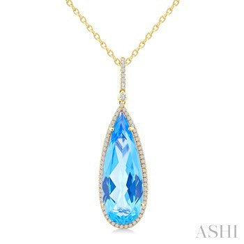 14 Karat Blue Topaz Pendant