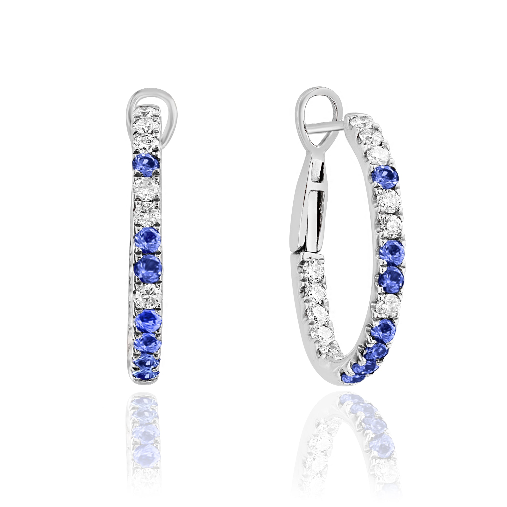 18 Karat Sapphires Medium Hoop Earrings
