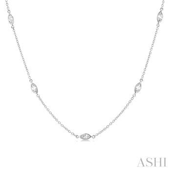 14k White Gold Station Diamond Pendant