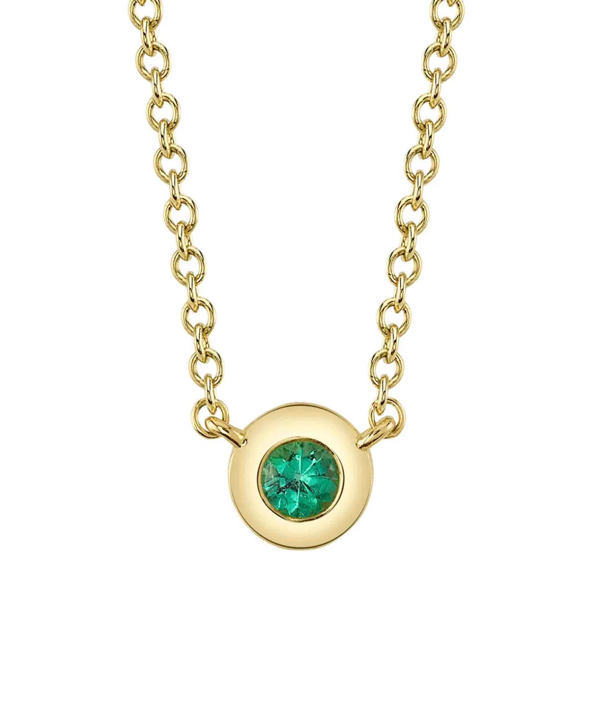 14K Yellow Gold Emerald Pendant - Shy Creation
