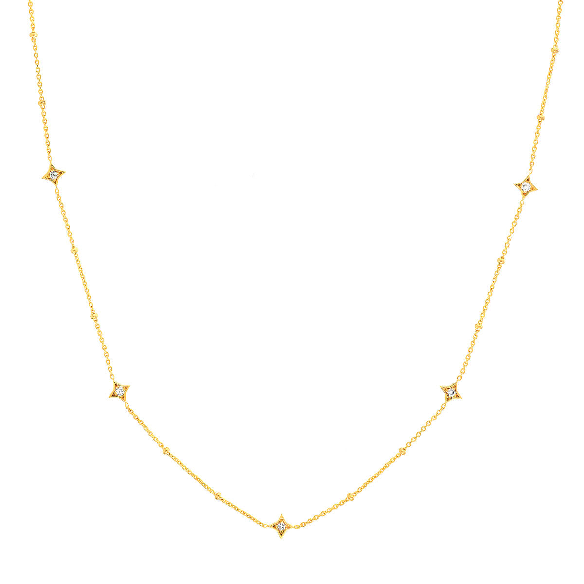 14K Yellow Gold Station Diamond Pendant