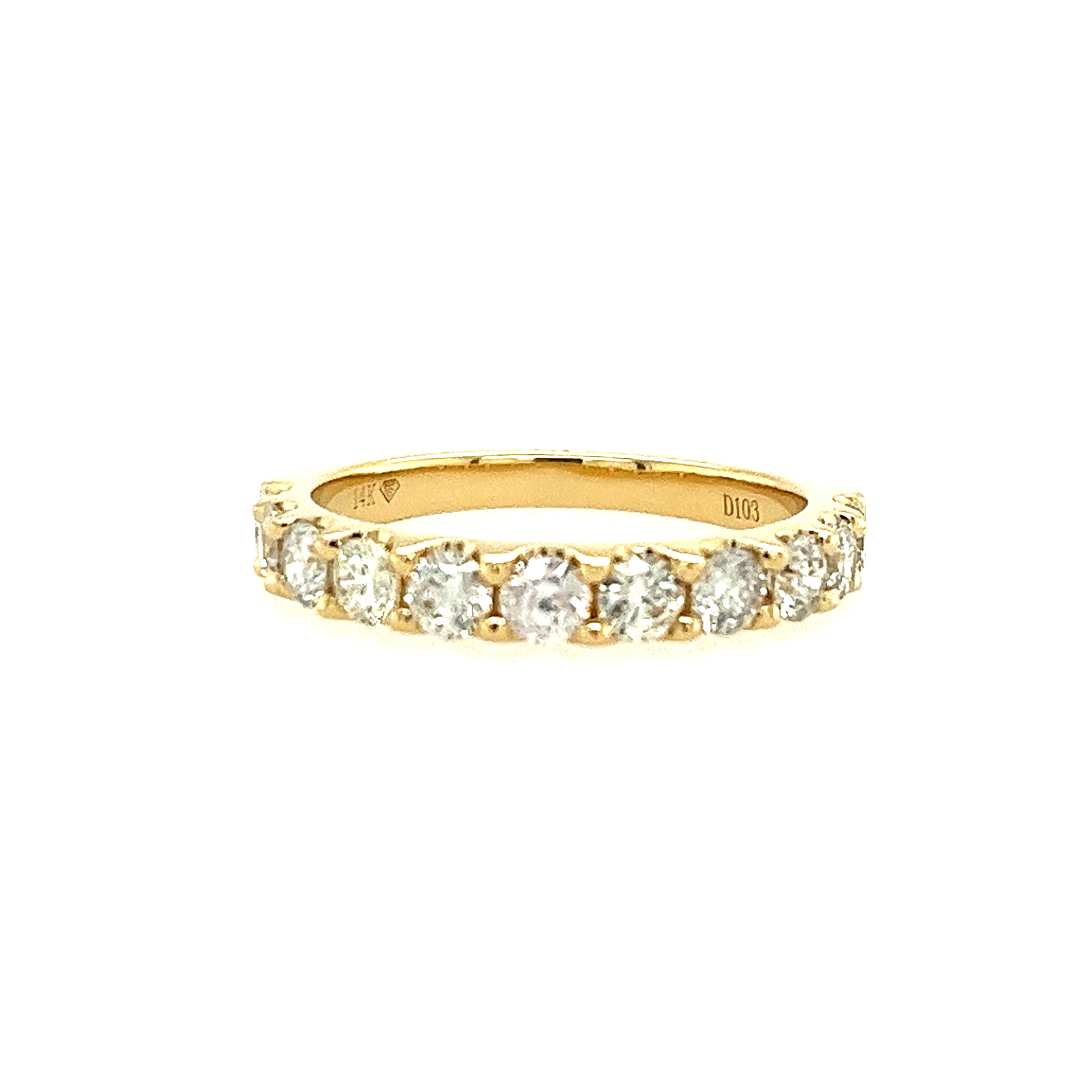 14K Yellow Gold Shared Prong Lakeshore Diamond Anniversary Ring