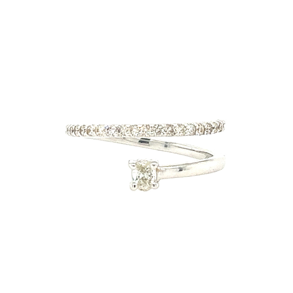 14k White Gold Bypass Diamond Ring