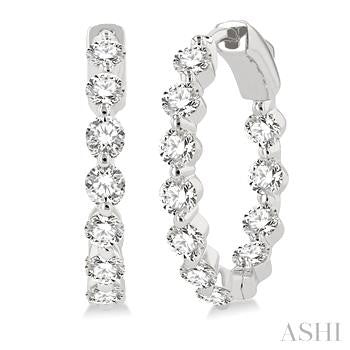 14 Karat Medium Hoop Diamond Earrings