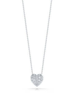 18k White Gold Puffed Heart Diamond Pendant - Roberto Coin Inc