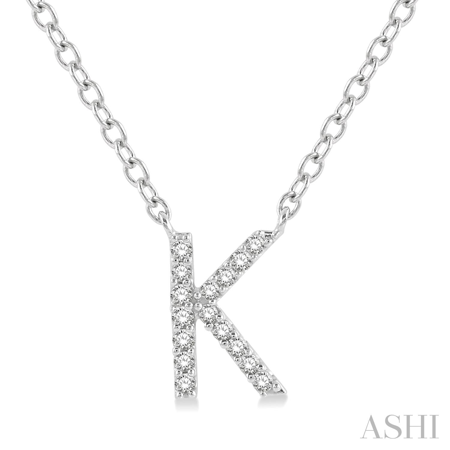 10K White Gold Initial K Diamond Pendant
