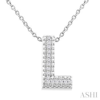 Sterling Silver Bubble Initial Diamond Pendant