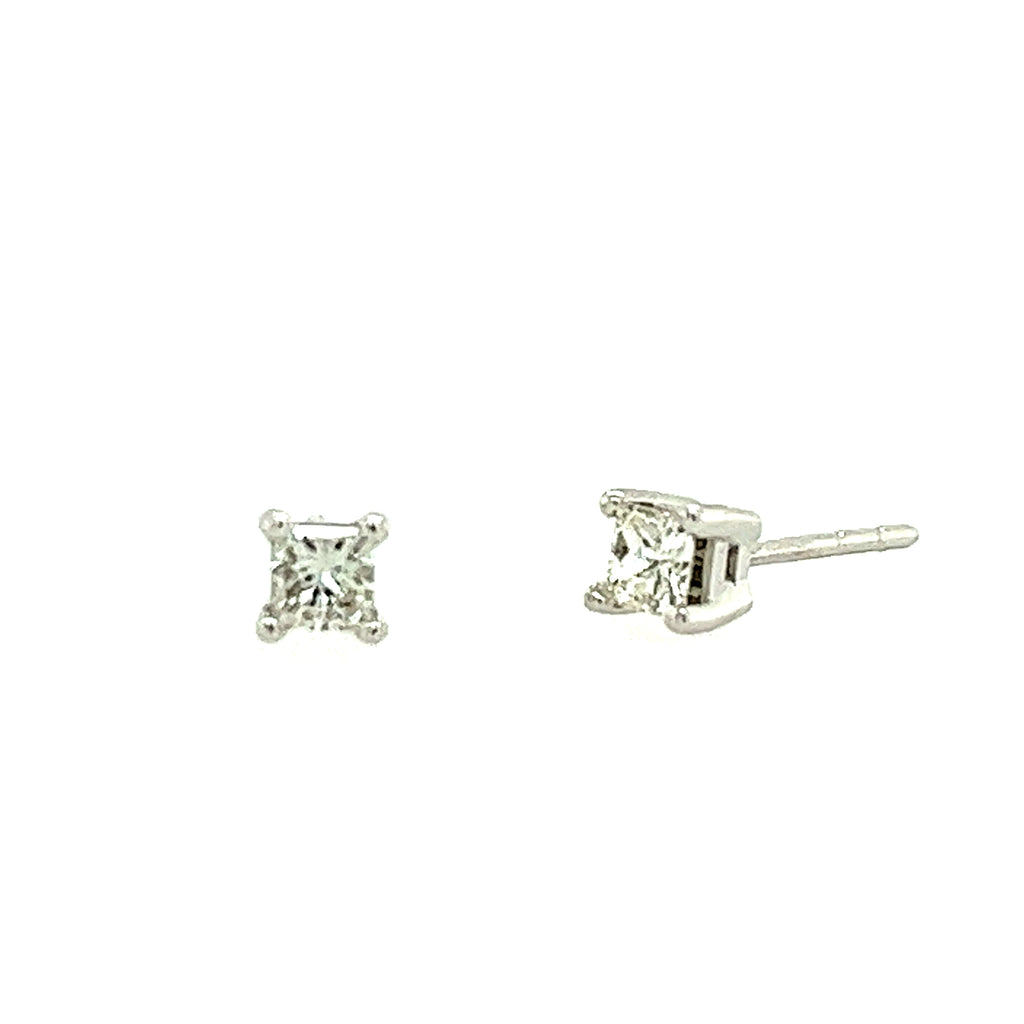 14k White Gold Lakeshore Diamond Stud Earrings