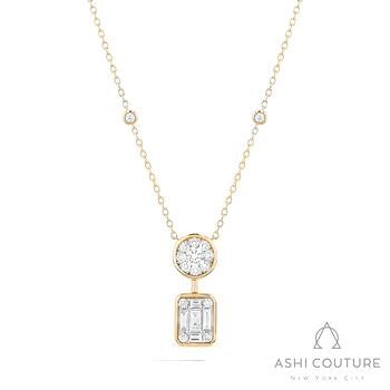 18K Yellow Gold Drop Diamond Pendant