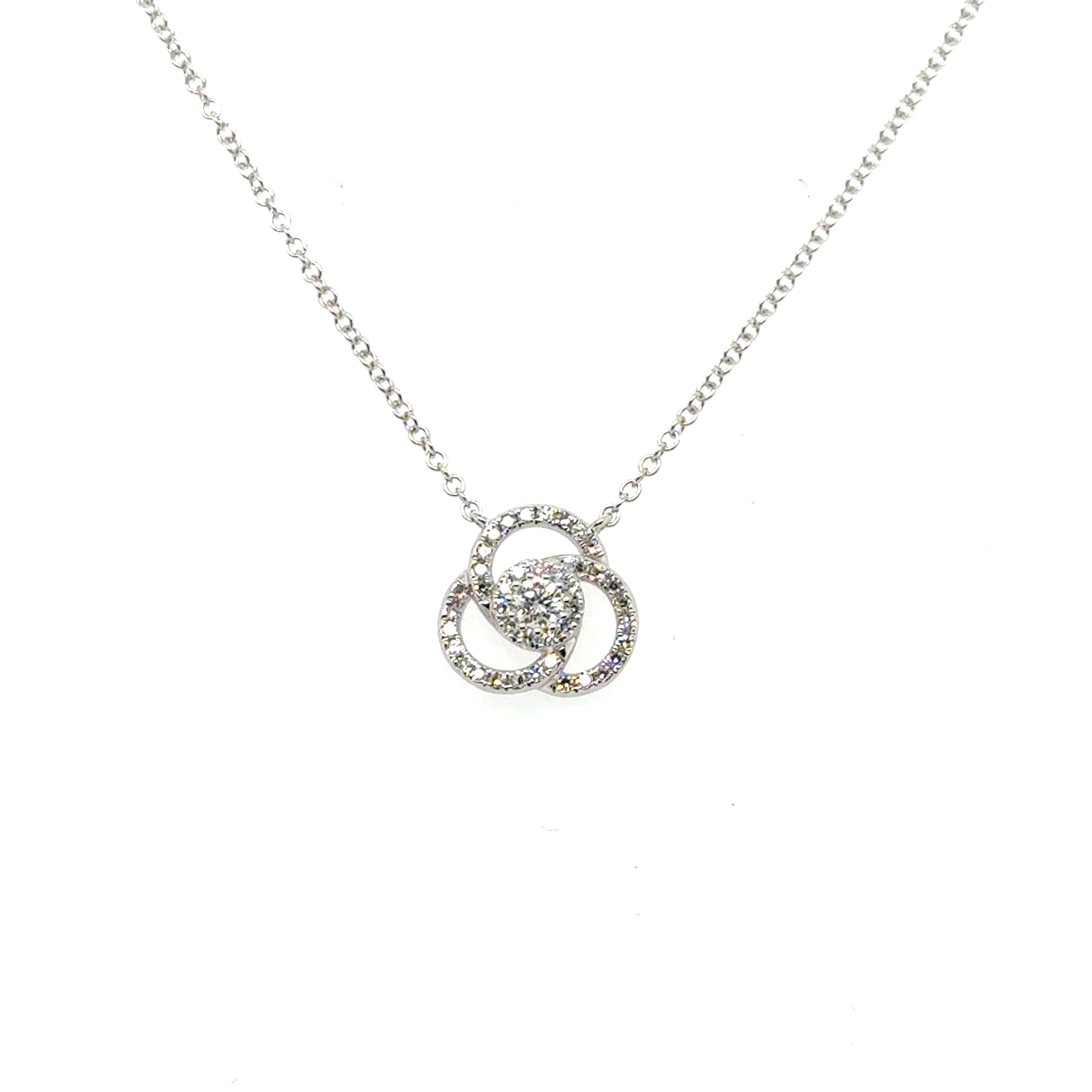14k White Gold Drop Diamond Pendant