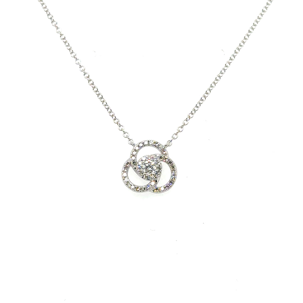 14k White Gold Drop Diamond Pendant