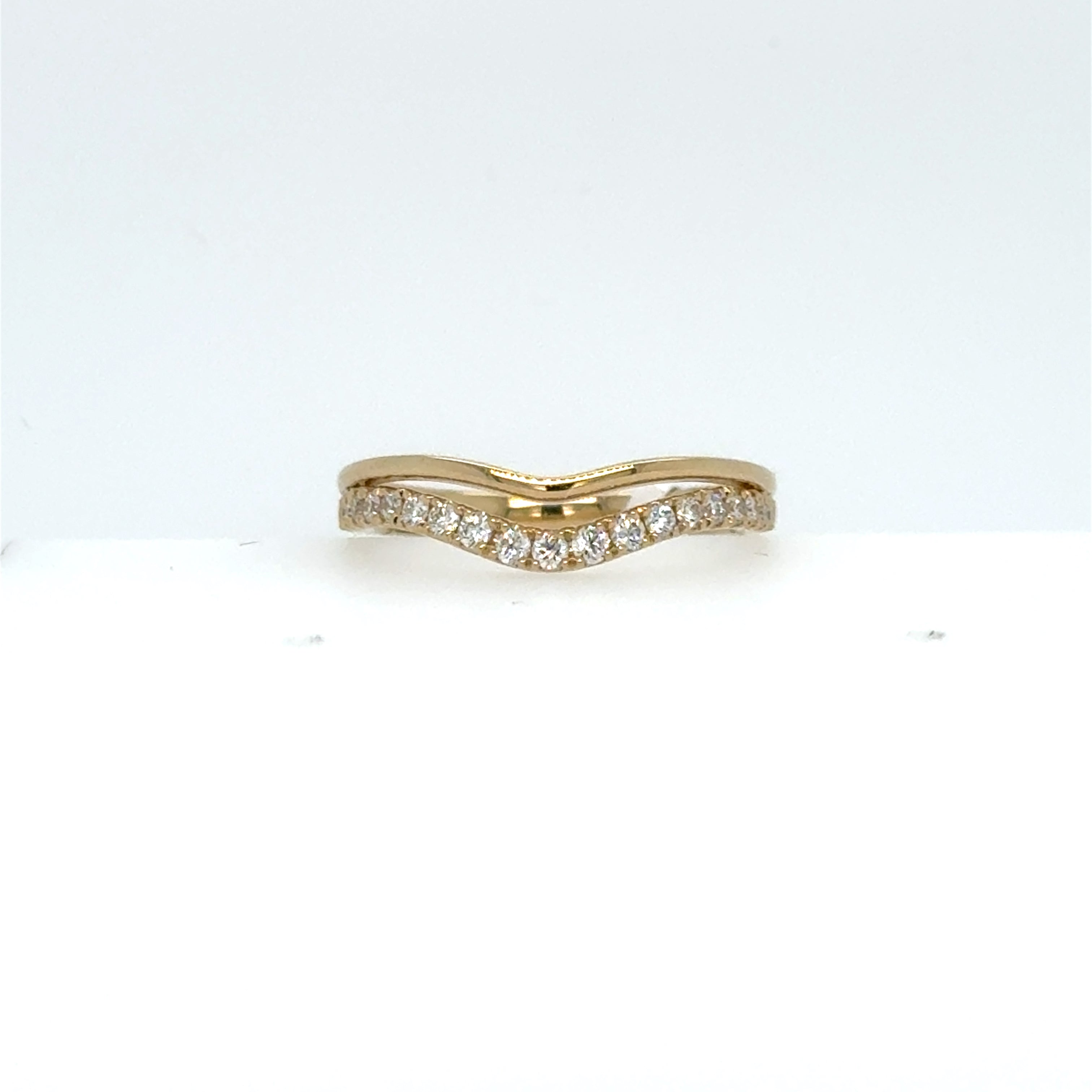 14K Yellow Gold Curve Band Diamond Wedding Band