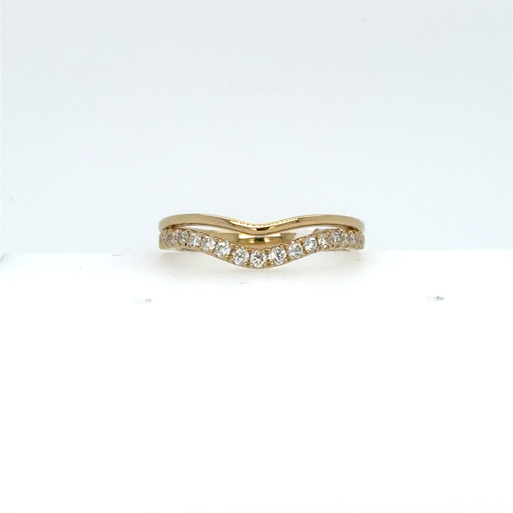 14K Yellow Gold Curve Band Diamond Wedding Band