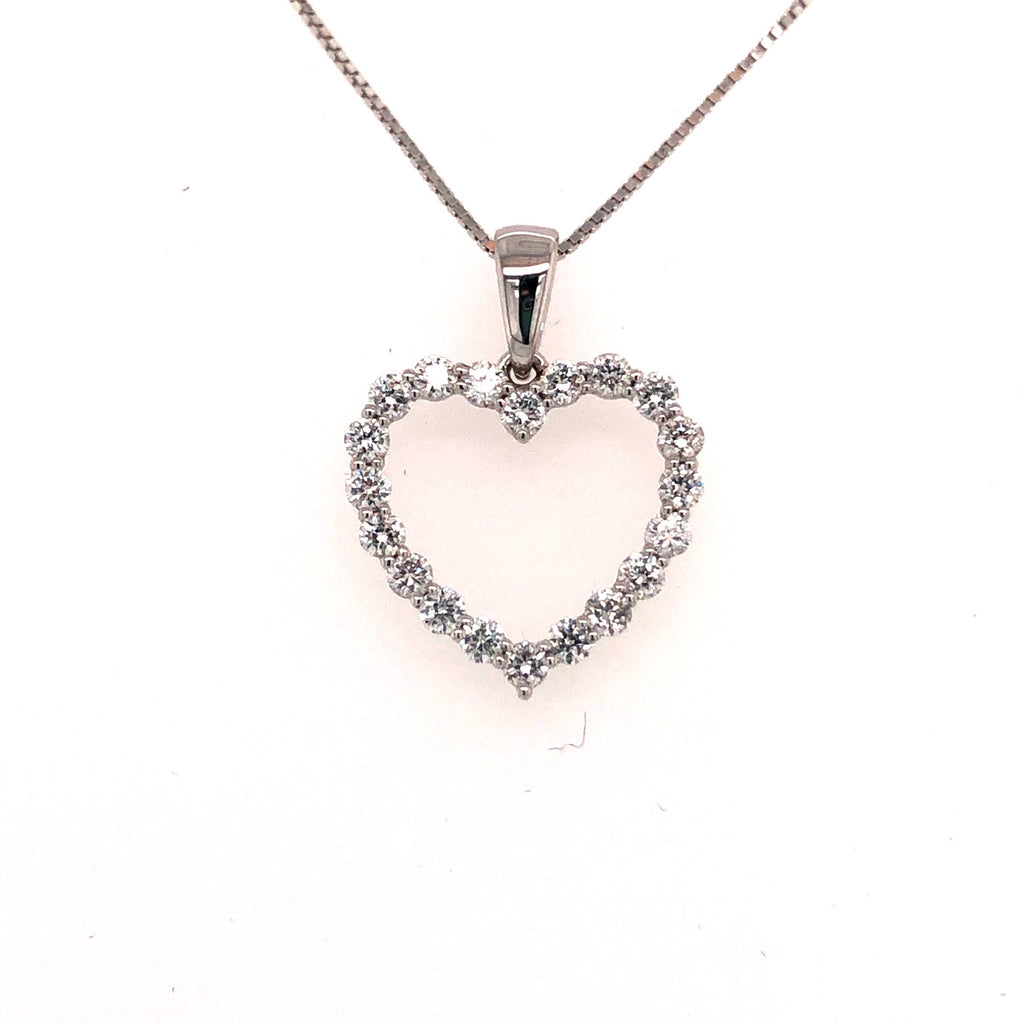 14k White Gold Heart Diamond Pendant