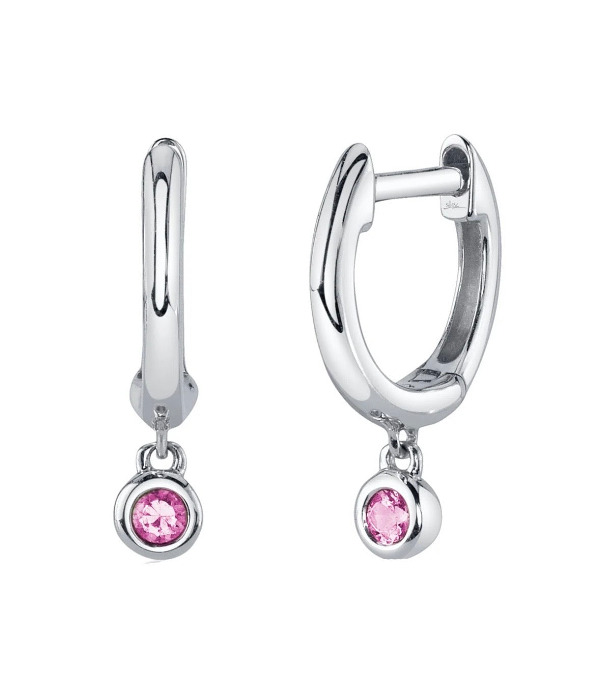 14 Karat Pink Sapphires Huggie Earrings