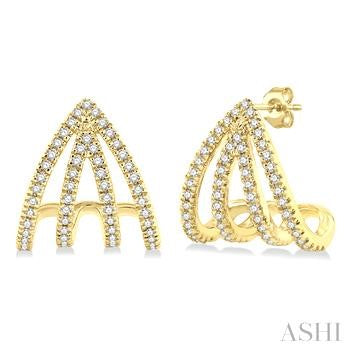 10K Yellow Gold Huggie Diamond Earrings