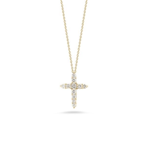 18K Yellow Gold Cross Diamond Pendant