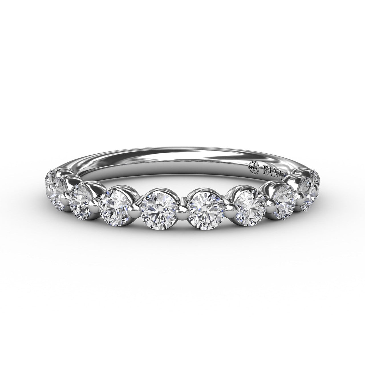 14k White Gold Shared Prong Diamond Wedding Band