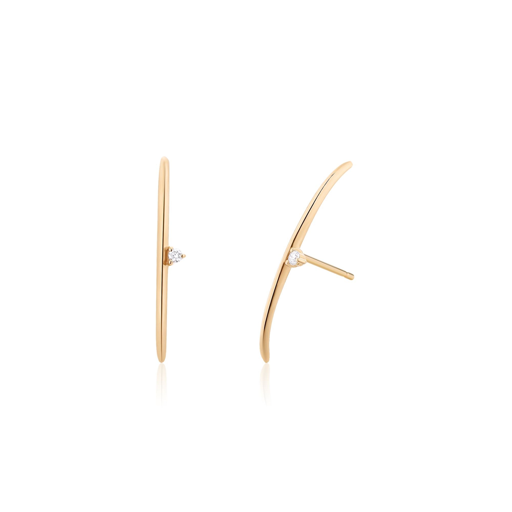 14K Yellow Gold Button Diamond Earrings