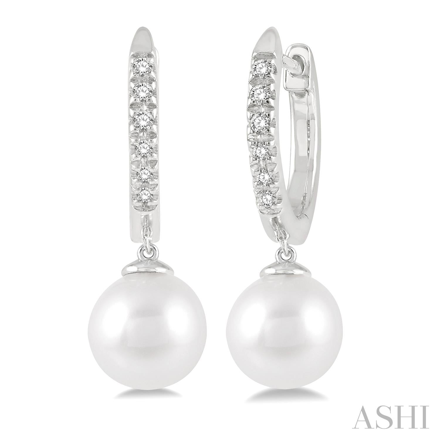10K White Gold Pearl Earrings - Ashi Diamonds LLC