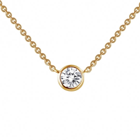 Gold Plated CZ Solitaire Necklace