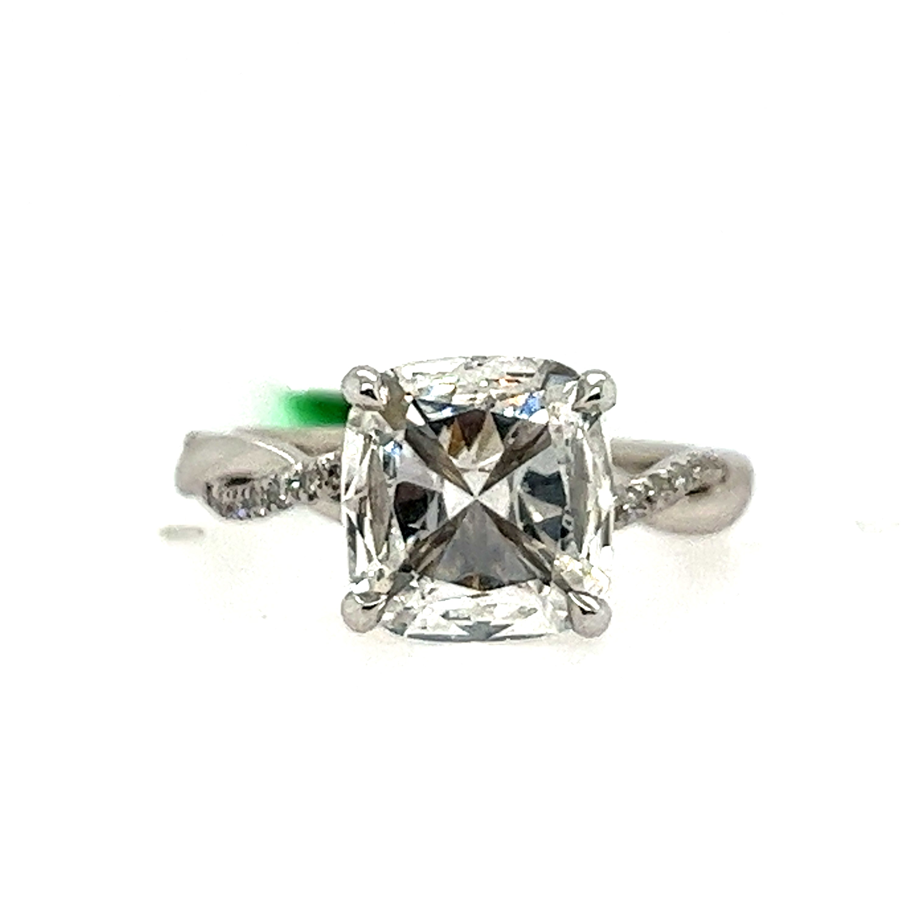 18k White Gold Cushion Diamond Engagement Ring