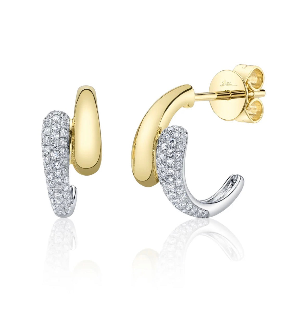 14 Karat Huggie Diamond Earrings