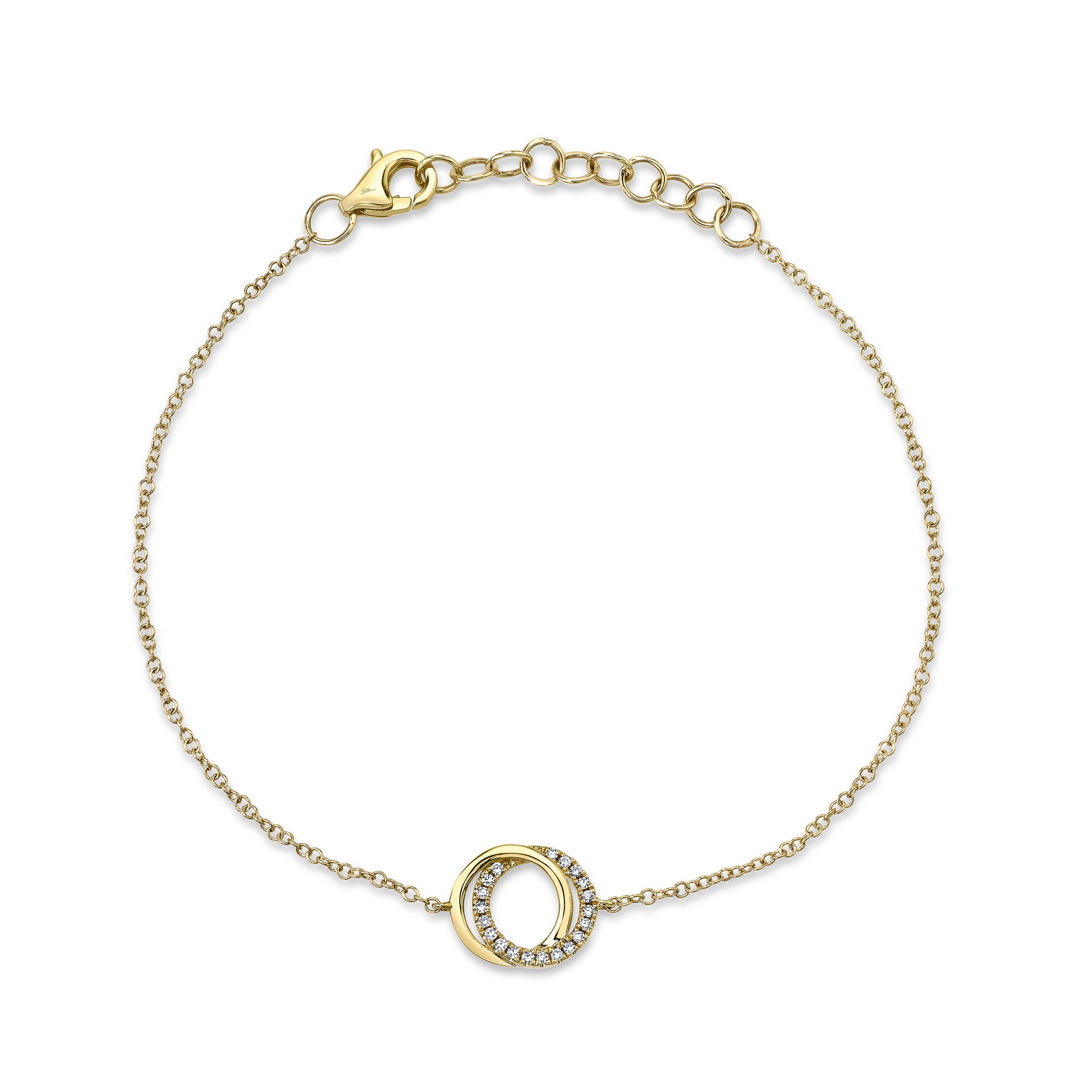 14K Yellow Gold Double Circle Diamond Pendant