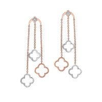 10K White And Rose Gold Dangle Diamond Earrings