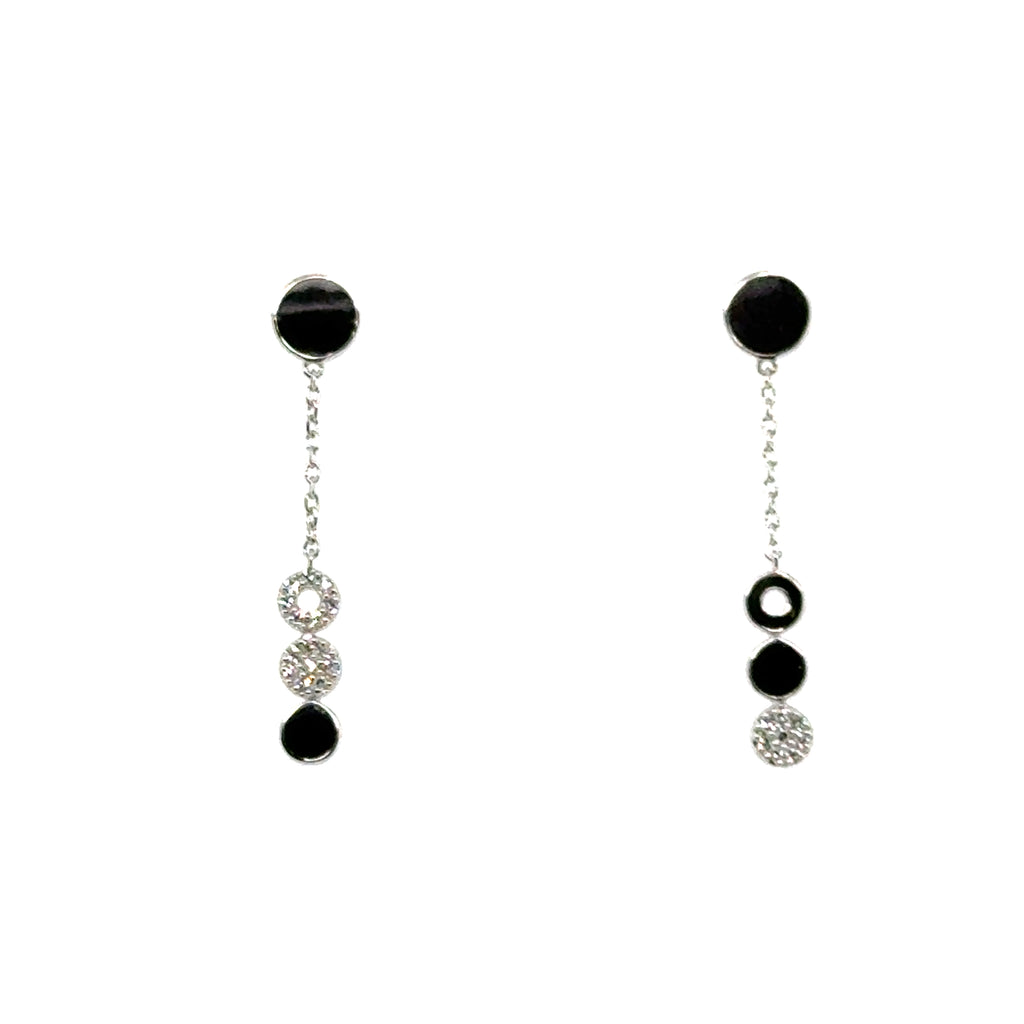 14k White Gold Dangle Diamond Earrings