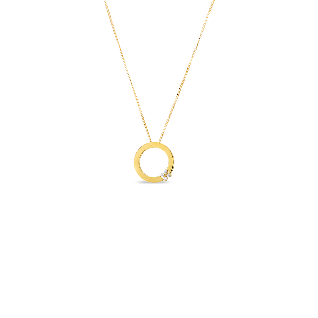 18K Yellow Gold Circle Diamond Pendant