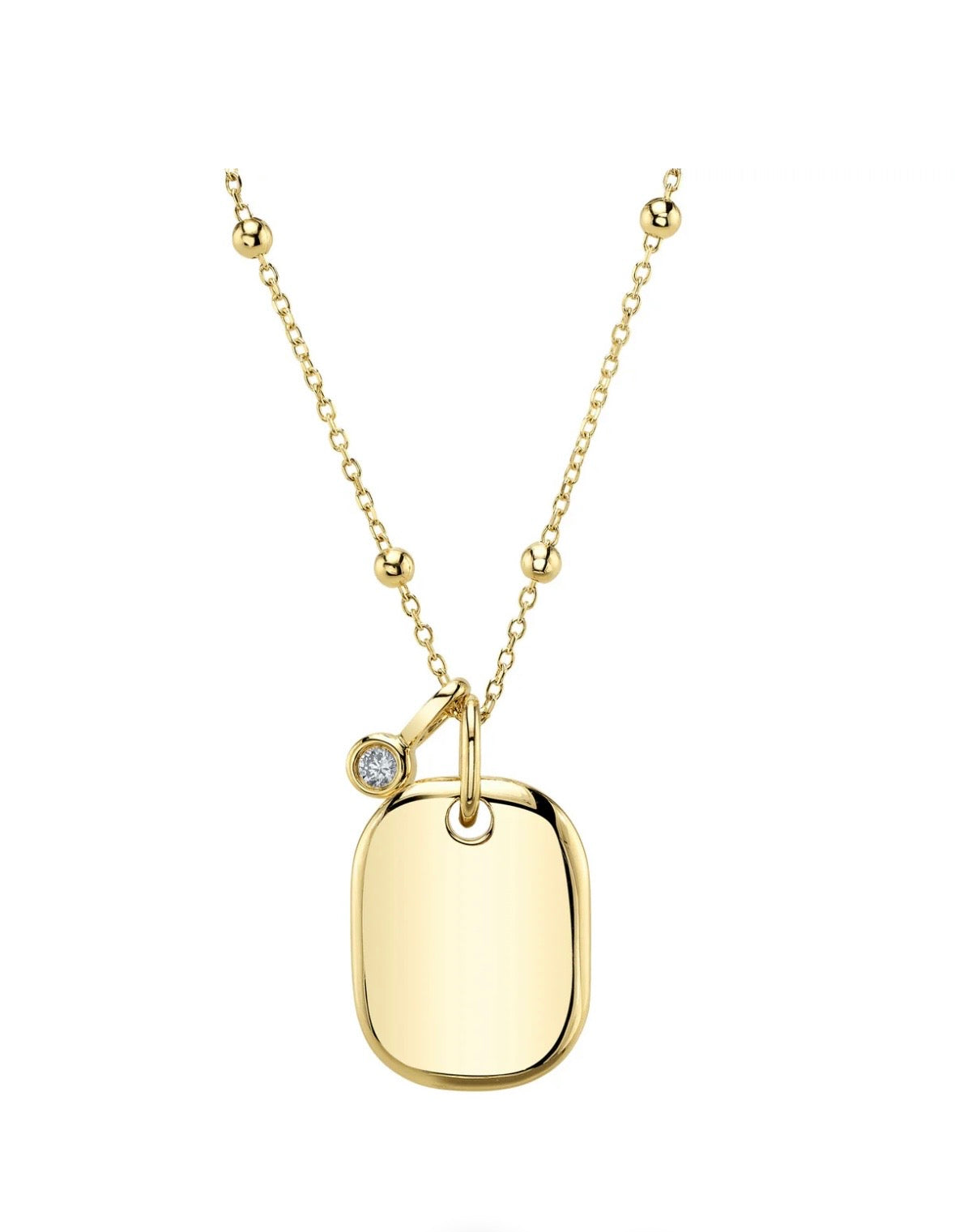 14 Karat Dog Tag Diamond Pendant