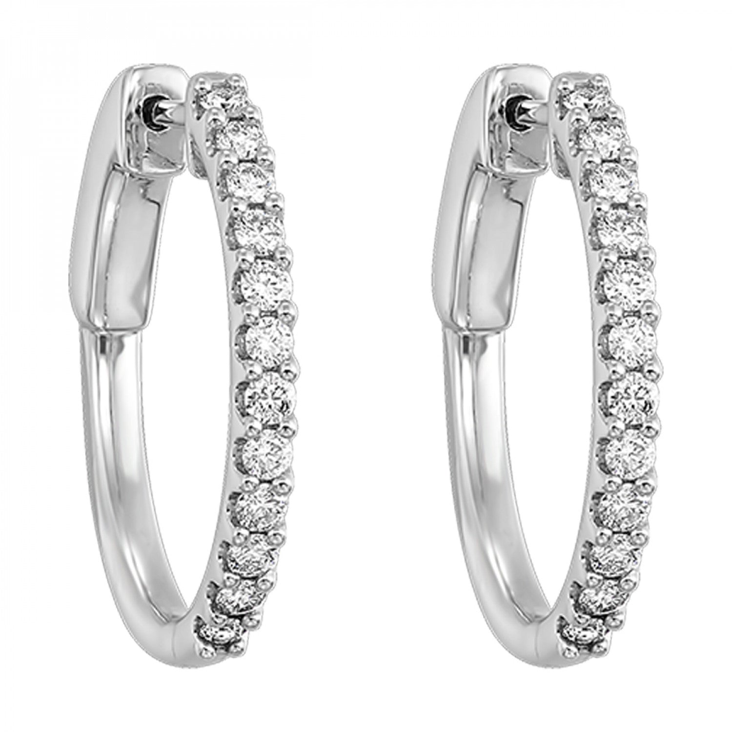 14k White Gold Lakeshore Hoop Diamond Earrings