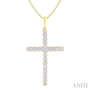 14K Yellow Gold Cross Diamond Pendant