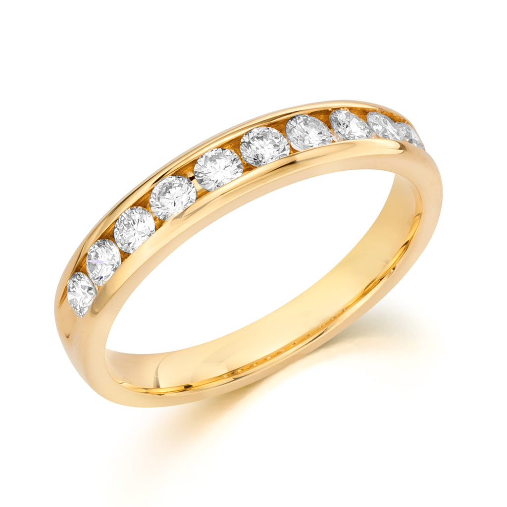 14K Yellow Gold Channel Set Diamond Anniversary Ring