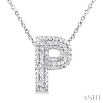 Sterling Silver Bubble Initial Diamond Pendant