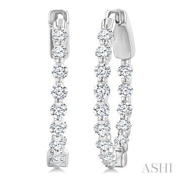 14 Karat Medium Hoop Diamond Earrings