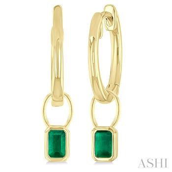 14 Karat Emeralds Small Hoop Earrings