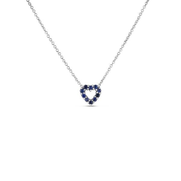 18k White Gold Sapphire And Diamond Heart Pendant