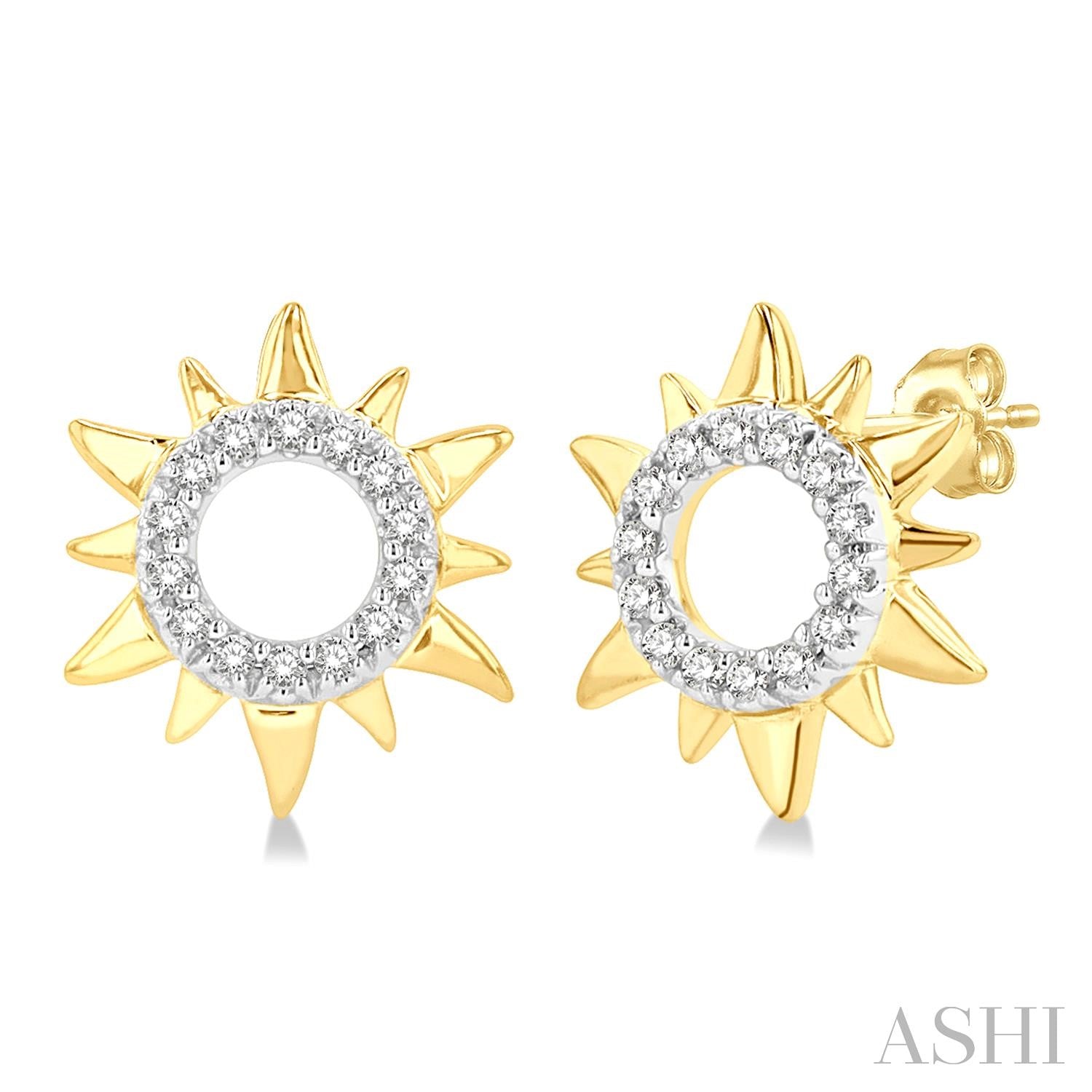 10K Yellow Gold Sun Earrings