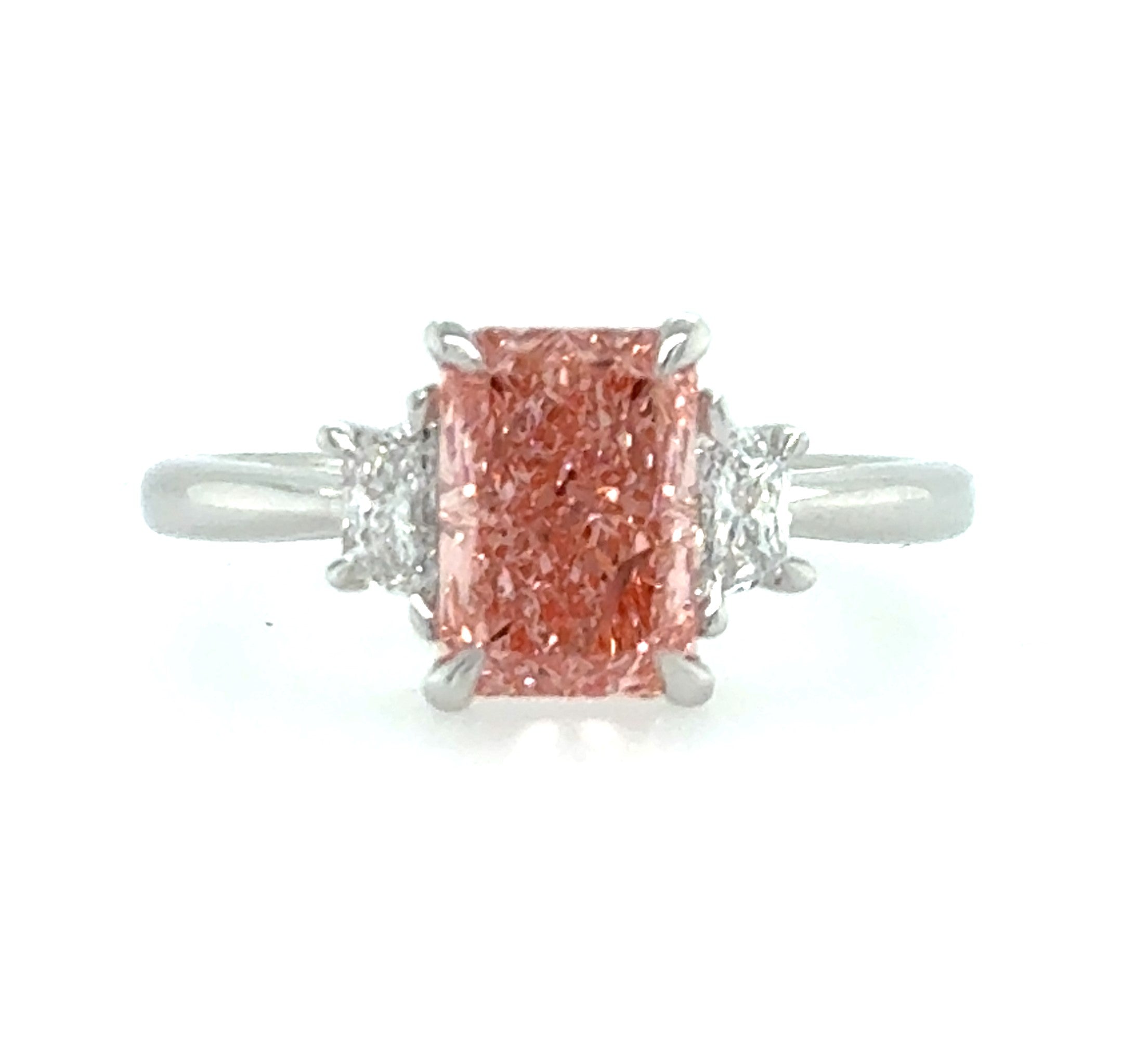 14k White Gold 3 Stone Radiant Diamond Engagement Ring